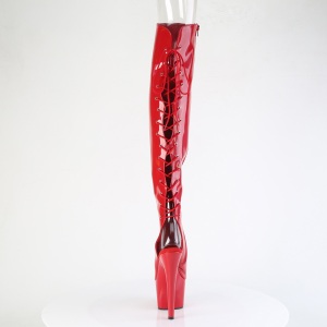 Ologramma 18 cm ADORE-3019HWR punta aperta stivali alti alla coscia con stringati rosso