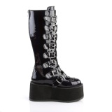 Ologramma 9 cm DAMNED-318 platform stivali al ginocchio donna con fibbia nere