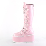 Ologramma 9 cm DAMNED-318 platform stivali al ginocchio donna con fibbia rosa