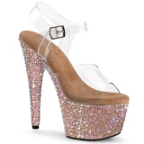 Oro dorato 18 cm BEJEWELED-708MS scarpe tacco alto pole dance e strass plateau