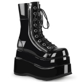 Patent 11,5 cm BEAR-265 emo women tiered platform boots with laces