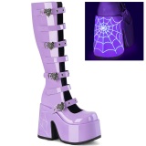 Patent 13 cm CAMEL-203 gothic chunky platform boots lavender