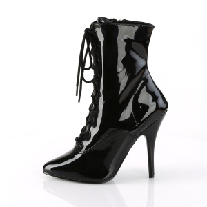 Patent 13 cm SEDUCE-1020 Black ankle boots high heels