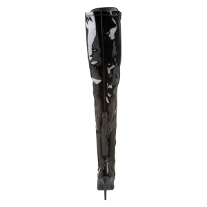 Patent 13 cm SEDUCE-3024 Black overknee boots with laces