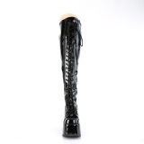 Patent 13 cm goth thigh high stretch overknee boots with wide calf