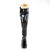 Patent 13 cm goth thigh high stretch overknee boots with wide calf