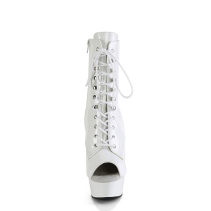 Patent 15 cm DELIGHT-1021 Exotic platform peep toe ankle boots white