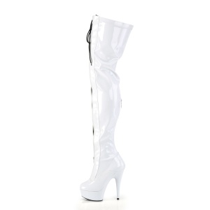 Patent 15 cm DELIGHT-3027 White overknee boots with laces