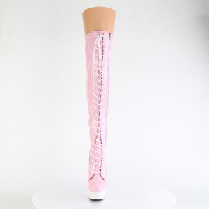 Patent 15 cm DELIGHT-3029 rose overknee boots with laces