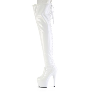 Patent 18 cm ADORE-3850 White overknee boots with laces