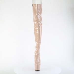 Patent 18 cm ADORE-3850 beige overknee boots with laces