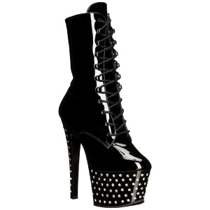 Patent 18 cm STARDUST-1020-7 womens ankle boots rhinestone platform