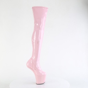 Patent 20 cm CRAZE-3000 Heelless platform overknee boots pony heels rose