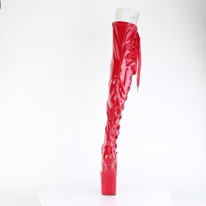 Patent 20 cm CRAZE-3050 Heelless platform overknee boots pony heels red