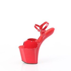 Patent 20 cm CRAZE-809 Heelless platform pony high heels shoes red