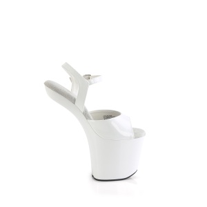 Patent 20 cm CRAZE-809 Heelless platform pony high heels shoes white