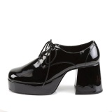 Patent JAZZ-02 pimp shoes 70s mens disco platform shoes lace-up black