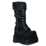 Pelliccia sintetica 11,5 cm BEAR-202 emo stivali donna con plateau piramidale in nero