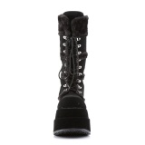 Pelliccia sintetica 11,5 cm BEAR-202 emo stivali donna con plateau piramidale in nero