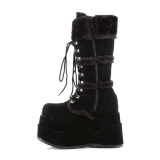 Pelliccia sintetica 11,5 cm BEAR-202 emo stivali donna con plateau piramidale in nero