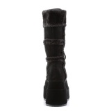 Pelliccia sintetica 11,5 cm BEAR-202 emo stivali donna con plateau piramidale in nero