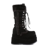 Pelliccia sintetica 11,5 cm BEAR-202 emo stivali donna con plateau piramidale in nero