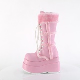 Pelliccia sintetica 11,5 cm BEAR-202 emo stivali donna con plateau piramidale in rosa