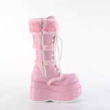 Pelliccia sintetica 11,5 cm BEAR-202 emo stivali donna con plateau piramidale in rosa