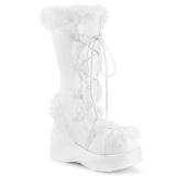 Pelliccia sintetica 7 cm CUBBY-311 lolita stivali donna con plateau in bianco