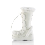 Pelliccia sintetica 7 cm CUBBY-311 lolita stivali donna con plateau in bianco