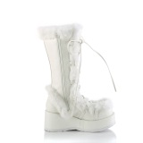 Pelliccia sintetica 7 cm CUBBY-311 lolita stivali donna con plateau in bianco