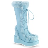 Pelliccia sintetica 7 cm CUBBY-311 lolita stivali donna con plateau in blu