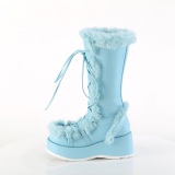 Pelliccia sintetica 7 cm CUBBY-311 lolita stivali donna con plateau in blu