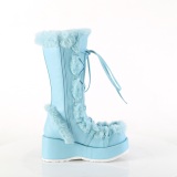 Pelliccia sintetica 7 cm CUBBY-311 lolita stivali donna con plateau in blu