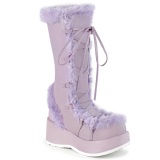 Pelliccia sintetica 7 cm CUBBY-311 lolita stivali donna con plateau in lavanda