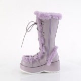 Pelliccia sintetica 7 cm CUBBY-311 lolita stivali donna con plateau in lavanda