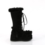 Pelliccia sintetica 7 cm CUBBY-311 lolita stivali donna con plateau in nero