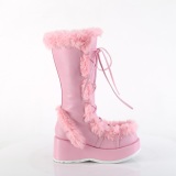 Pelliccia sintetica 7 cm CUBBY-311 lolita stivali donna con plateau in rosa