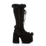 Pelliccia sintetica tacco spesso 13 cm plateau stivali con tacco chunky donna neri