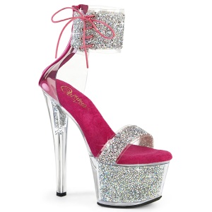 Pink 18 cm SKY-327RSI Sandali piattaforma con polsino alla caviglia strass