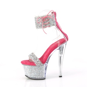 Pink 18 cm SKY-327RSI Sandali piattaforma con polsino alla caviglia strass