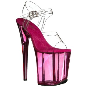 Pink 20 cm FLAMINGO-808T Acrylic Platform High Heeled Sandal