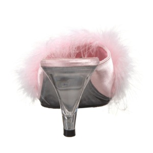 Pink 8 cm BELLE-301F Marabou Feathers Mules Shoes