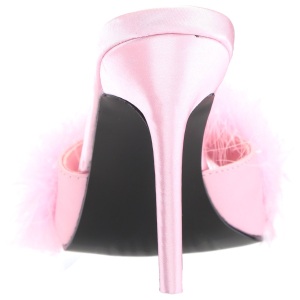 Pink Feathers 10 cm CLASSIQUE-01F High Women Mules Shoes for Men