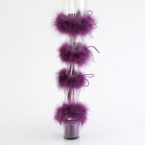 Purple 18 cm ADORE-728F exotic pole dance high heel sandals with feathers