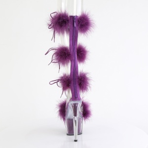 Purple 18 cm ADORE-728F exotic pole dance high heel sandals with feathers