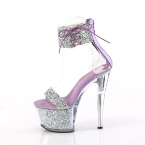 Purple 18 cm SKY-327RSI pleaser high heels with strass ankle cuff