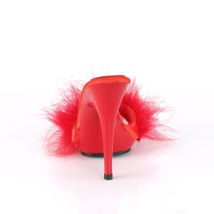 Red 13 cm POISE-501F Marabou Feathers Mules Shoes