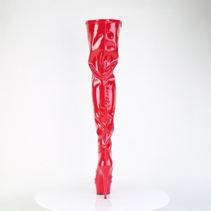 Red 15 cm DELIGHT-4000 Vinyl crotch high overknee boots