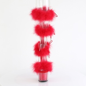 Red 18 cm ADORE-728F exotic pole dance high heel sandals with feathers